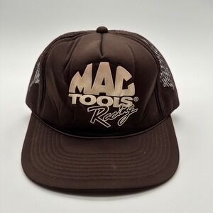 Mac Tools Racing Vintage Trucker Hat Brown Mesh Snapback Cap One Size